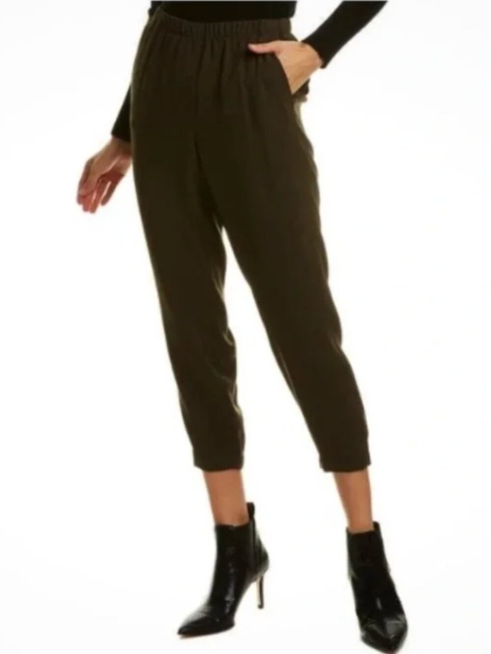 Vince Pull On Pants Womens Small Olive Green Elastic Waist Lightweight